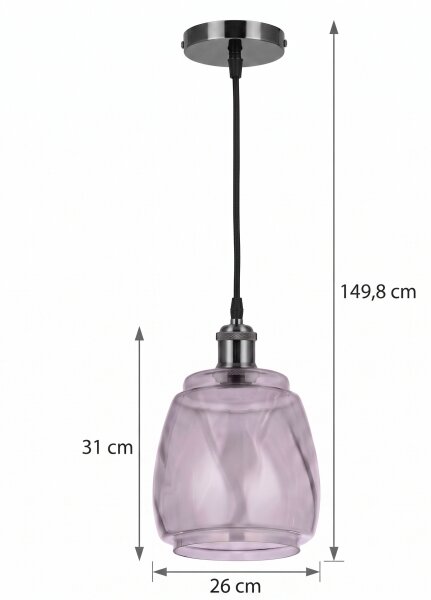 BRILAGI - LED полилей на кабел RETRO GLASS 1xE27/60W/230V pr. 26cm черен/димно сив