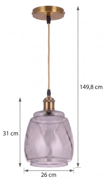 BRILAGI - LED висяща лампа на кабел RETRO GLASS 1xE27/60W/230V Ø 26 см златист/димно сиво