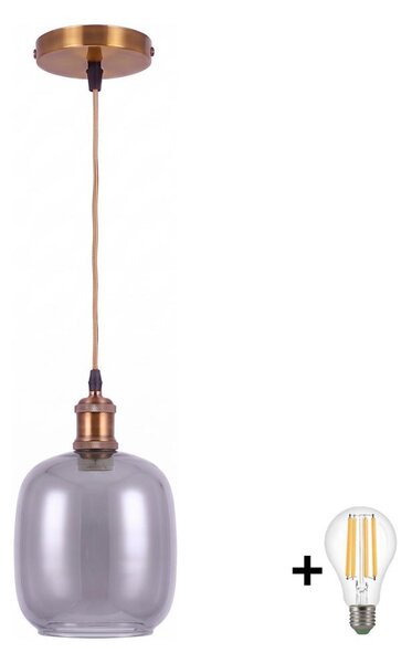 BRILAGI -LED подвесен полилей на кабел RETRO GLASS 1xE27/60W/230V Ø 14cm златист/димно сив