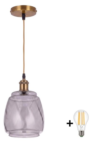 BRILAGI - LED висяща лампа на кабел RETRO GLASS 1xE27/60W/230V Ø 26 см златист/димно сиво