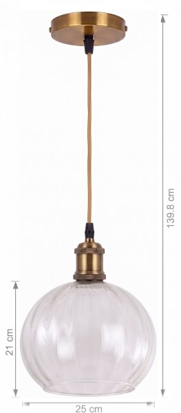 BRILAGI - LED полилей на кабел RETRO GLASS 1xE27/60W/230V Ø 25 cm златен/прозрачен