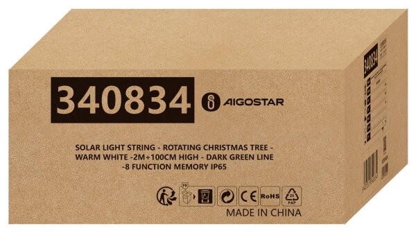 Aigostar - LED соларна коледна украса LED/0,59W/3,7V 100 cm IP65 топла бяла