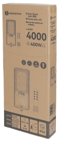 Aigostar - LED соларна улична лампа със сензор LED/300W/3,2V 3600mAh + дистанционно управление