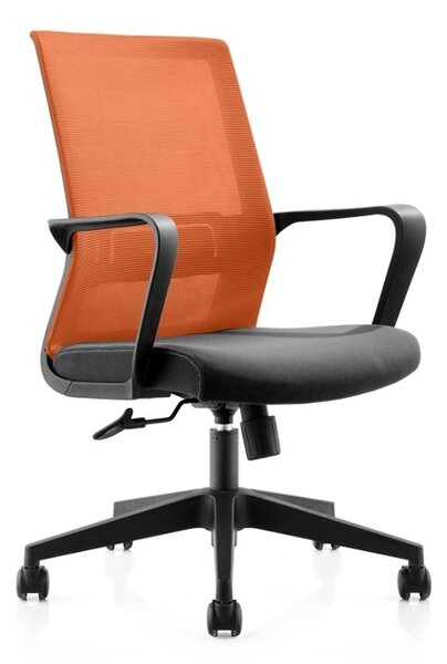 Работен стол RFG Smart W, дамаска и меш, черна седалка, оранжева облегалка