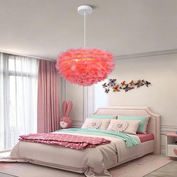 Brilagi - Полилей на кабел FEATHER 3xE27/40W/230V, диаметър 50 см, розов