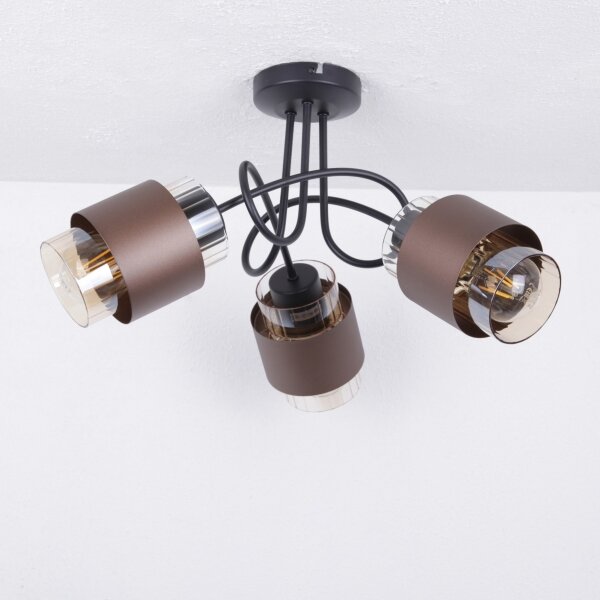 Globo 15560-3DC - Плафониера MILLEY 3xE27/40W/230V черен/бронзов