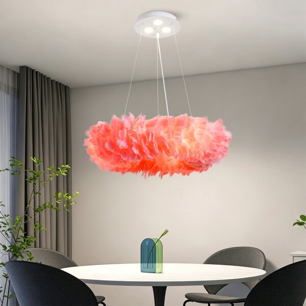 Brilagi - LED полилей на кабел FEATHER 3xE27/40W/230V + 3xLED/3W Ø 50 см, розов