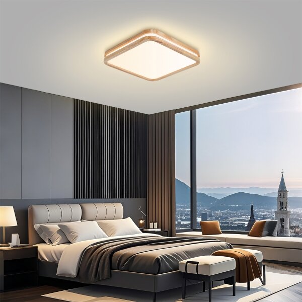 Brilagi - димируемо LED осветително тяло MOLINA SQUARE LED/48W/230V дъб 40x40 см + дистанционно управление
