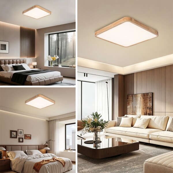 Brilagi - димируемо LED осветително тяло WOODLINE SQUARE LED/80W/230V дъб 60x60 см + дистанционно управление