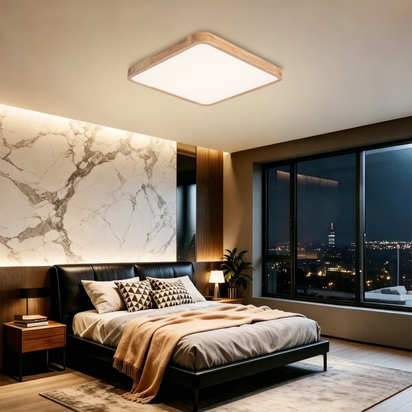 Brilagi - димируемо LED осветително тяло WOODLINE SQUARE LED/80W/230V дъб 60x60 см + дистанционно управление