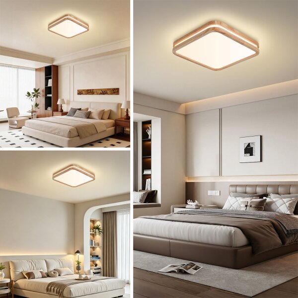 Brilagi - димируемо LED осветително тяло MOLINA SQUARE LED/48W/230V дъб 40x40 см + дистанционно управление