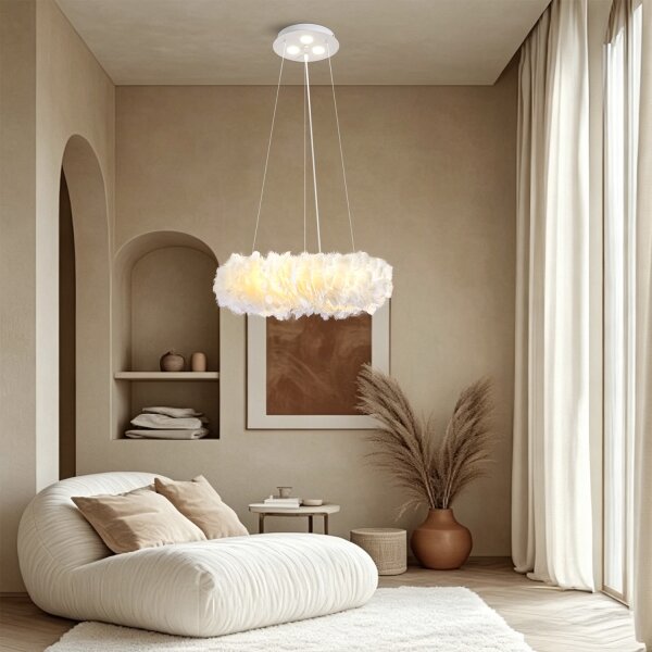 Brilagi - LED полилей на кабел FEATHER 3xE27/40W/230V + 3xLED/3W Ø 40 см бял