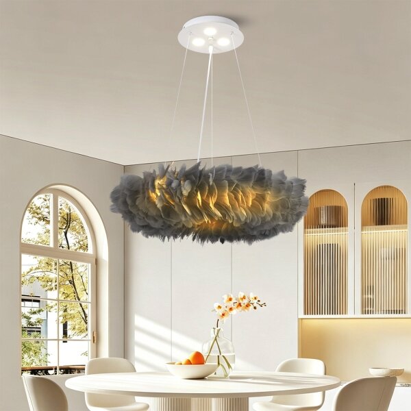 Brilagi - LED полилей на кабел FEATHER 3xE27/40W/230V + 3xLED/3W Ø 50 см сив