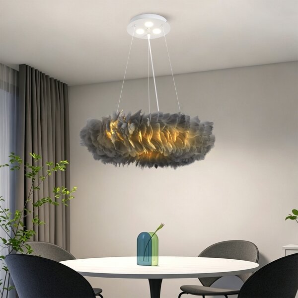 Brilagi - LED полилей на кабел FEATHER 3xE27/40W/230V + 3xLED/3W Ø 50 см сив