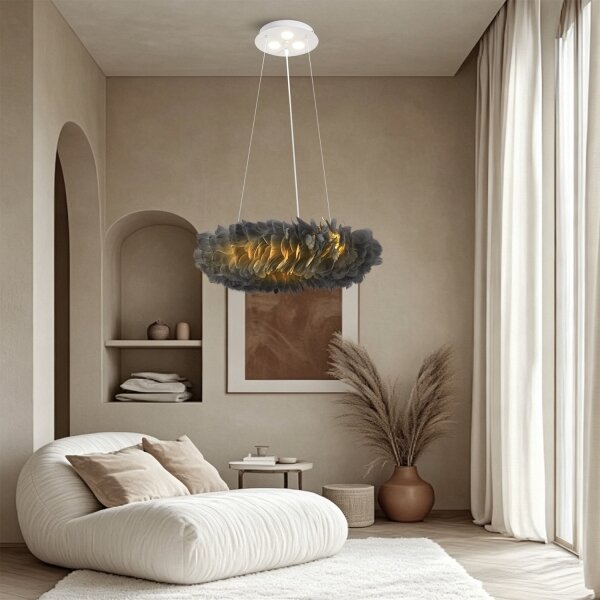 Brilagi - LED полилей на кабел FEATHER 3xE27/40W/230V + 3xLED/3W Ø 50 см сив