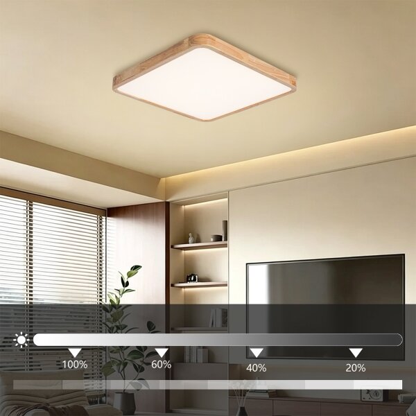 Brilagi - димируемо LED осветително тяло WOODLINE SQUARE LED/80W/230V дъб 60x60 см + дистанционно управление