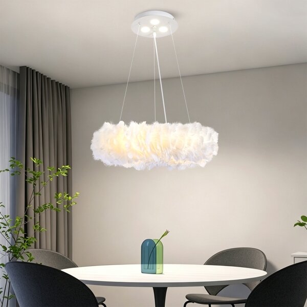 Brilagi - LED полилей на кабел FEATHER 3xE27/40W/230V + 3xLED/3W Ø 40 см бял
