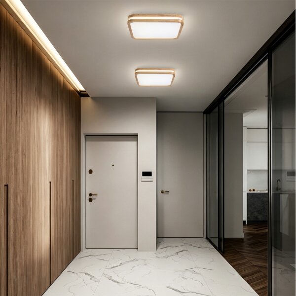 Brilagi - димируемо LED осветително тяло MOLINA SQUARE LED/48W/230V дъб 40x40 см + дистанционно управление