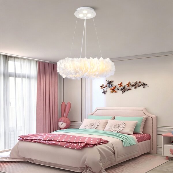 Brilagi - LED полилей на кабел FEATHER 3xE27/40W/230V + 3xLED/3W Ø 40 см бял