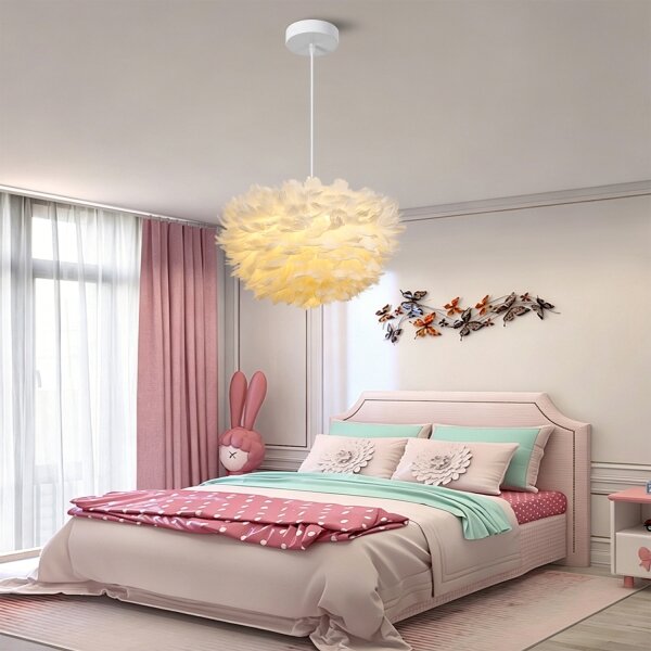 Brilagi - Полилей на кабел FEATHER 3xE27/40W/230V Ø 40 см бял