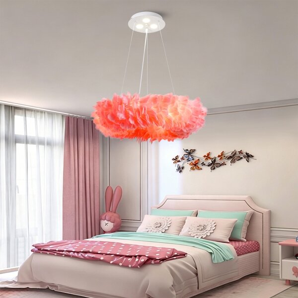 Brilagi - LED полилей на кабел FEATHER 3xE27/40W/230V + 3xLED/3W Ø 50 см, розов
