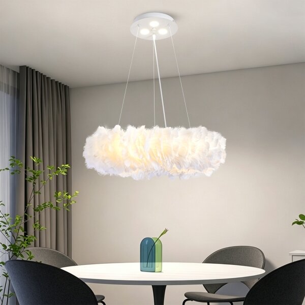 Brilagi - LED полилей на кабел FEATHER 3xE27/40W/230V + 3xLED/3W, Ø 50 cm, бял