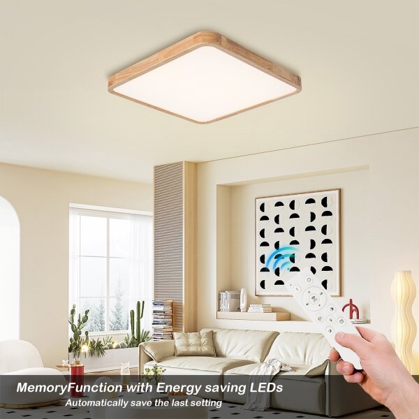 Brilagi - димируемо LED осветително тяло WOODLINE SQUARE LED/80W/230V дъб 60x60 см + дистанционно управление