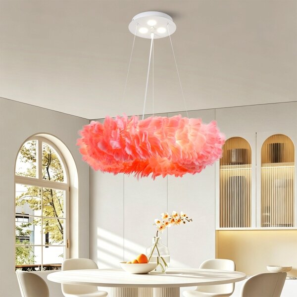 Brilagi - LED полилей на кабел FEATHER 3xE27/40W/230V + 3xLED/3W Ø 50 см, розов
