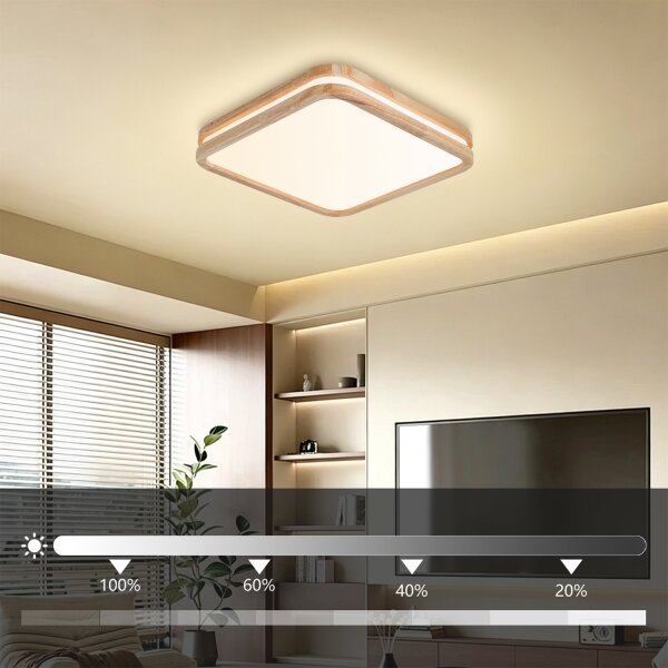 Brilagi - димируемо LED осветително тяло MOLINA SQUARE LED/48W/230V дъб 40x40 см + дистанционно управление