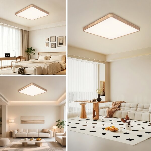 Brilagi - димируемо LED осветително тяло WOODLINE SQUARE LED/100W/230V дъб 80x80 cm + дистанционно управление