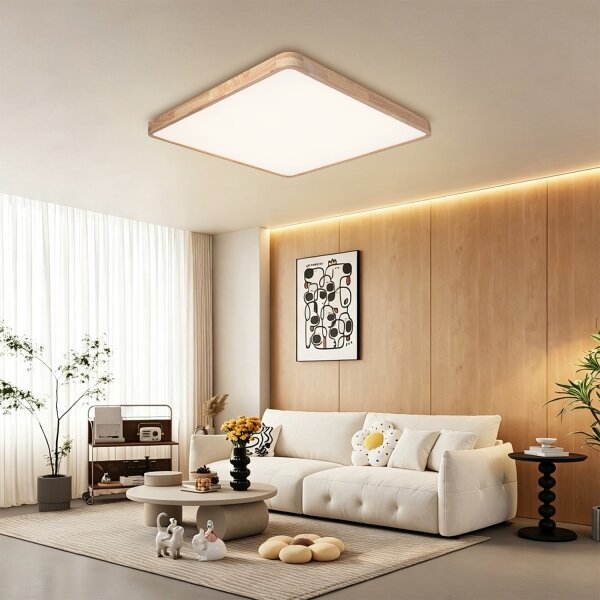 Brilagi - димируемо LED осветително тяло WOODLINE SQUARE LED/100W/230V дъб 80x80 cm + дистанционно управление