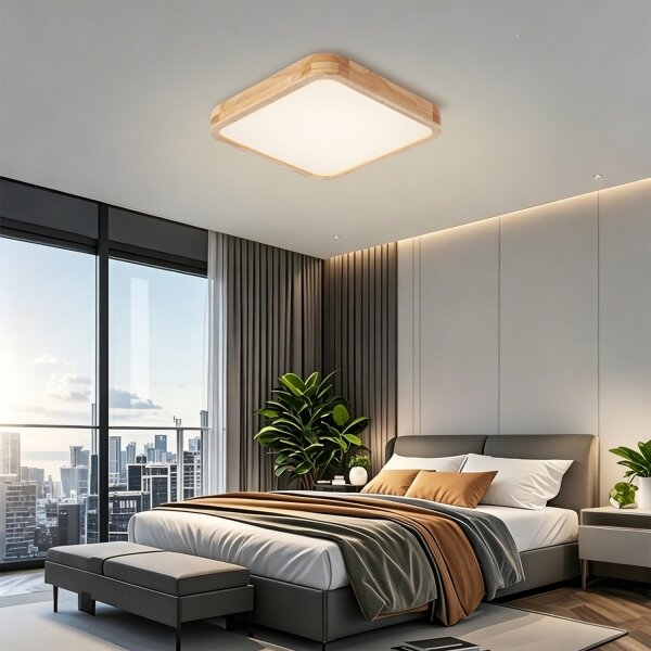 Brilagi - Димируемо LED осветително тяло WOODLINE SQUARE LED/48W/230V, дъб, 40x40 см + дистанционно управление