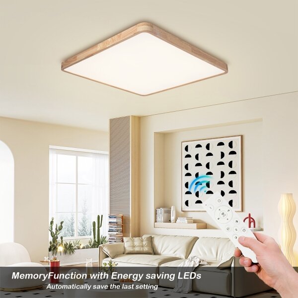 Brilagi - димируемо LED осветително тяло WOODLINE SQUARE LED/100W/230V дъб 80x80 cm + дистанционно управление
