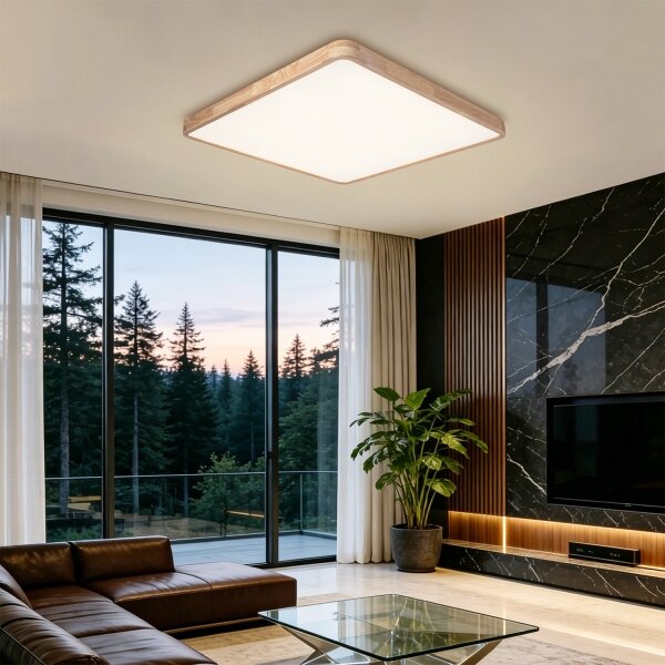 Brilagi - димируемо LED осветително тяло WOODLINE SQUARE LED/100W/230V дъб 80x80 cm + дистанционно управление