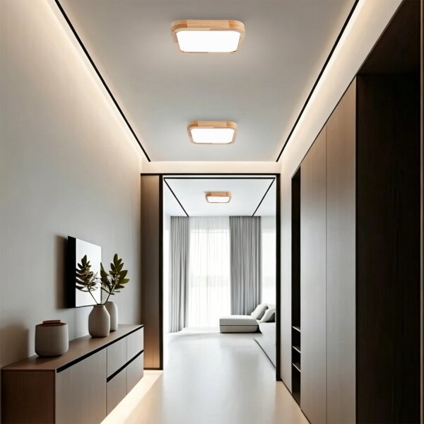 Brilagi - Димируемо LED осветително тяло WOODLINE SQUARE LED/48W/230V, дъб, 40x40 см + дистанционно управление