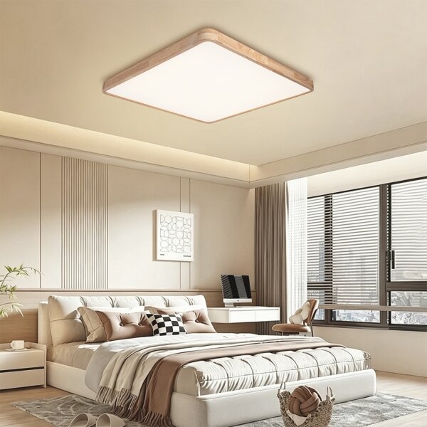 Brilagi - димируемо LED осветително тяло WOODLINE SQUARE LED/100W/230V дъб 80x80 cm + дистанционно управление