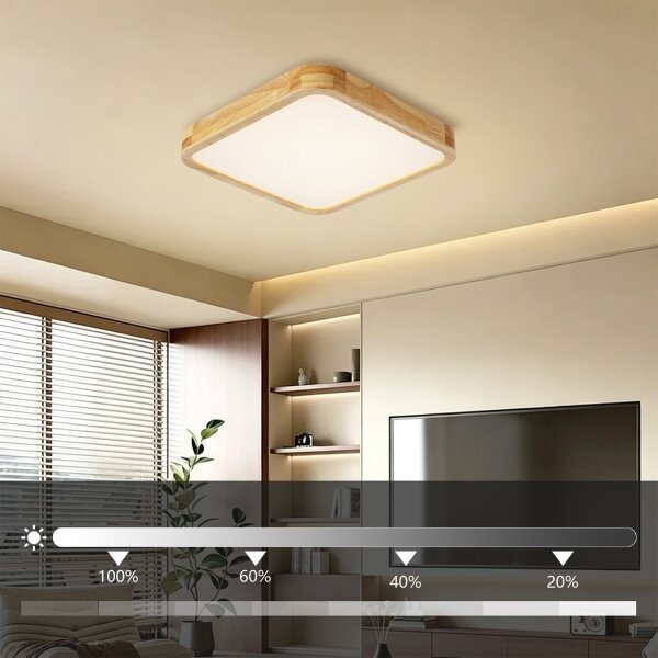Brilagi - Димируемо LED осветително тяло WOODLINE SQUARE LED/48W/230V, дъб, 40x40 см + дистанционно управление