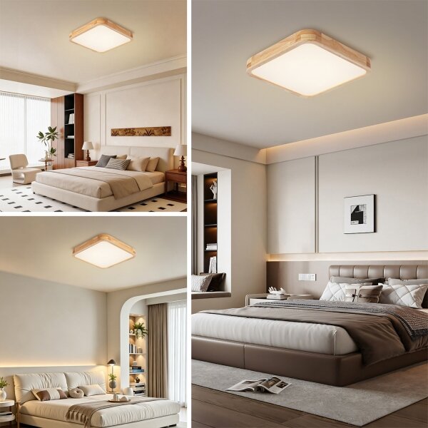 Brilagi - Димируемо LED осветително тяло WOODLINE SQUARE LED/48W/230V, дъб, 40x40 см + дистанционно управление