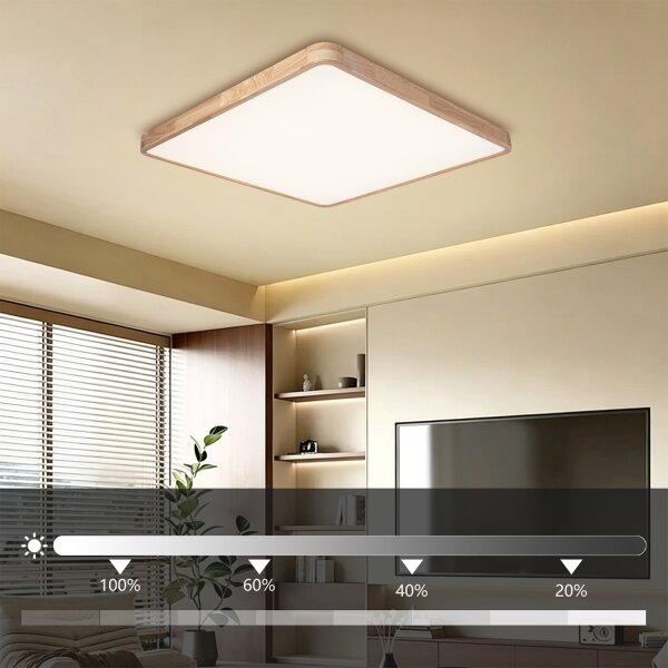 Brilagi - димируемо LED осветително тяло WOODLINE SQUARE LED/100W/230V дъб 80x80 cm + дистанционно управление