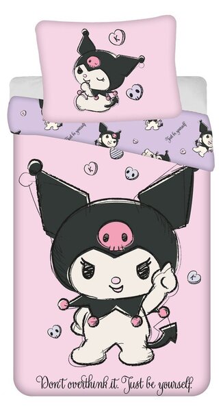 Розово единично памучно детско спално бельо 140x200 cm Hello Kitty "Kuromi" – Jerry Fabrics