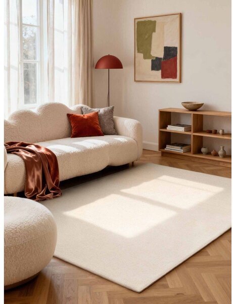 Кремав ръчно изработен вълнен килим 140x200 cm Puristic Knots – Elle Decoration