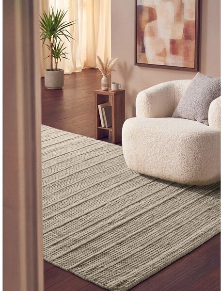Кремав ръчно изработен вълнен килим 80x150 cm Camden Parker – Ted Baker