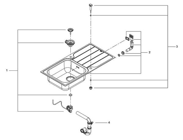 Grohe K500 Кухненска мивка от неръждаема стомана с ляв/десен отцедник