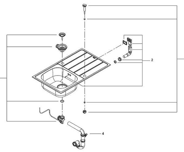 Grohe K200 Кухненска мивка от неръждаема стомана с ляв/десен отцедник