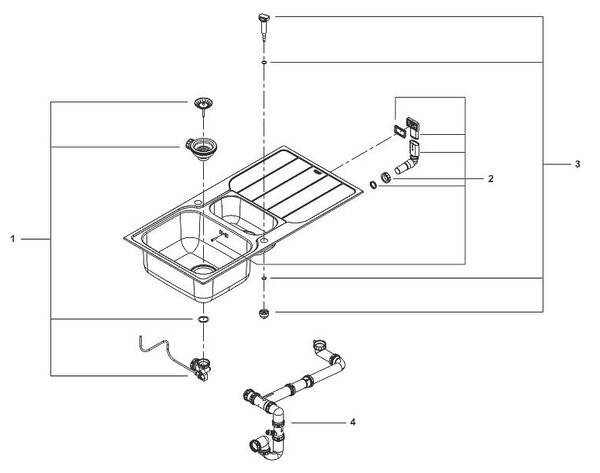 Grohe K500 кухненска мивка от неръждаема стомана с отцедник, двукоритна