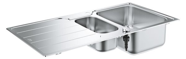 Grohe K500 кухненска мивка от неръждаема стомана с отцедник, двукоритна