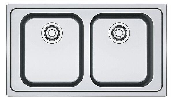 Мивка от неръждаема стомана Inset Smart, с две корита, 860×600 мм