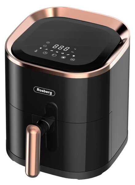 Фритюрник с горещ въздух AirFryer Rosberg R51980Z, 1200W, 3.5 л, 7 програми, Таймер, Черен/златист