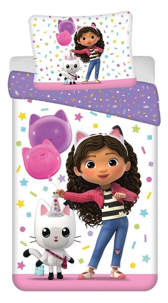 Единично памучно детско спално бельо 140x200 cm Gabby's Dollhouse "Confetti" – Jerry Fabrics