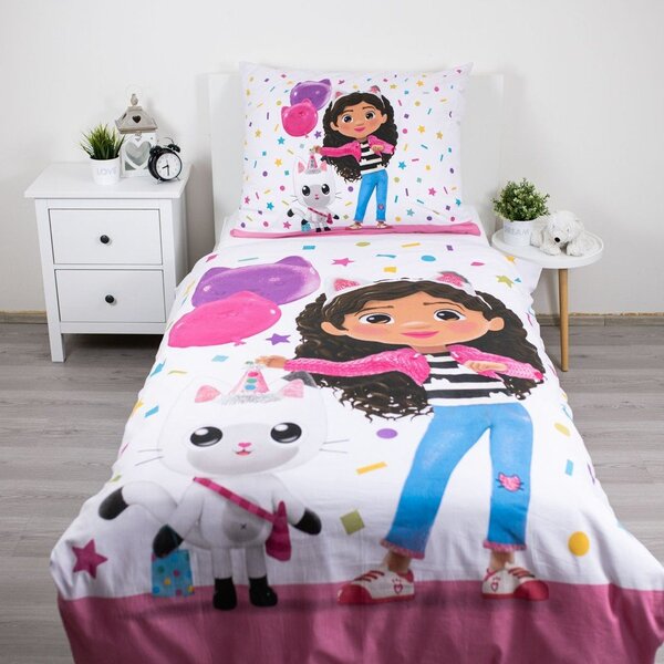 Единично памучно детско спално бельо 140x200 cm Gabby's Dollhouse "Confetti" – Jerry Fabrics